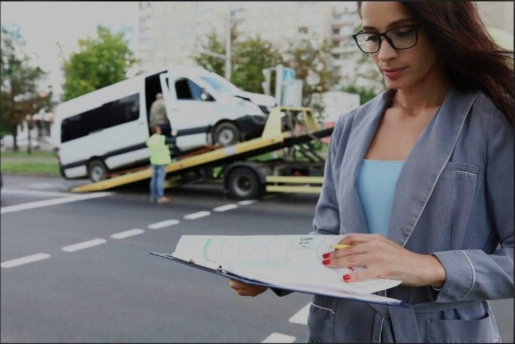 Recovery service documentation being reviewed during a towing and breakdown recovery job